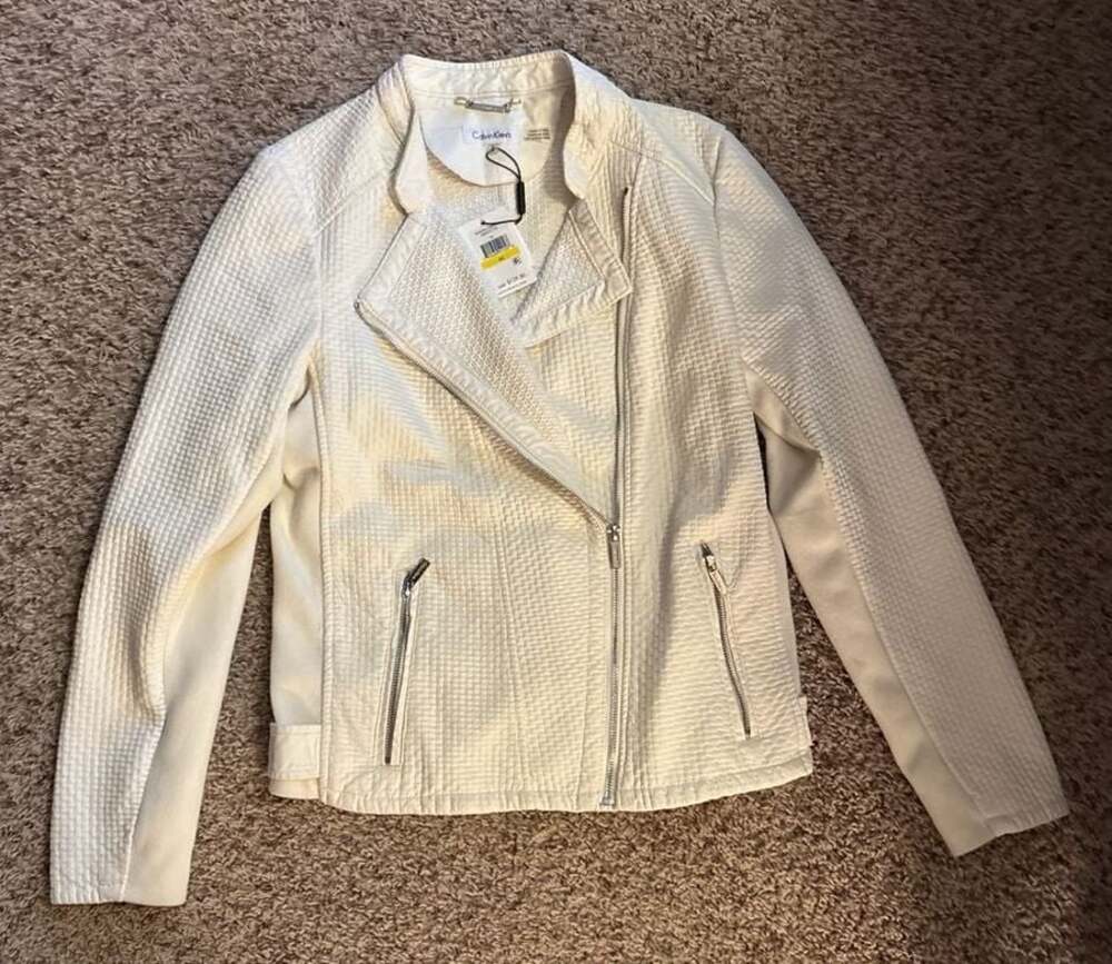 Calvin Klein Modern Essential Textured Moto Jacket Size M